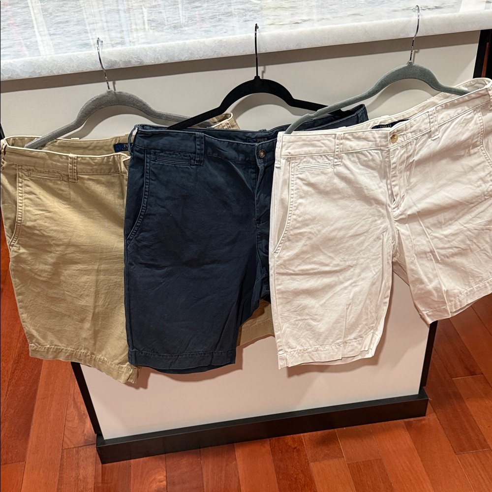 Polo by Ralph Lauren Women's Bermudas - Khaki Dark Blue, -White